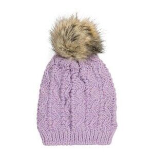 Nardi & Tagliaferri womens Lavender Cable Knit Pom Beanie Alpaca Wool Hat Cap